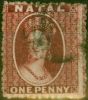 Rare Postage Stamp Natal 1863 1d Brown-Red SG20 Fine Used Stamp