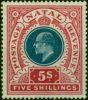 Natal 1902 5s Dull Blue & Rose SG140 Fine MM (2). King Edward VII (1902-1910) Mint Stamps