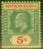 Valuable Postage Stamp from Northen Nigeria 1911 5s Green & Red-Yellow SG38 V.F MNH