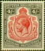 Rare Postage Stamp Nyasaland 1913 4s Carmine & Black SG95 Fine LMM