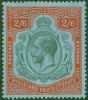Collectible Postage Stamp from Nyasaland 1926 2s6d Grey-Black & Scarlet-Verm-Pale Blue SG110je Break in Lines Below Left Scroll Fine Mtd Mint