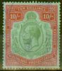 Valuable Postage Stamp from Nyasaland 1927 10s Green & Scarlet-Emerald SG113h Fine Used Fiscal Cancel
