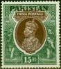 Collectible Postage Stamp from Pakistan 1947 15R Brown & Green SG18 V.F VLMM Clear White Gum