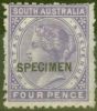 Collectible Postage Stamp from S.Australia 1890 4d Pale Violet Specimen SG184s Fine Mtd Mint