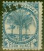 Old Postage Stamp from Samoa 1886 4d Blue SG24 P.12.5 Fine Used (3)