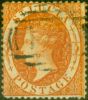 Old Postage Stamp from St Lucia 1876 Orange SG18 Fine Used
