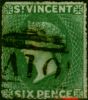 St Vincent 1862 6d Deep Green SG4 Good Used Queen Victoria (1840-1901) Rare Stamps