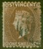 Valuable Postage Stamp from St Vincent 1869 1s Brown SG14 Good Used (2)