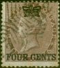 Old Postage Stamp Straits Settlements 1867 4c on 1a Deep Brown SG4 Fine Used