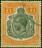 Valuable Postage Stamp Tanganyika 1927 £1 Brown & Orange SG107 Good Used