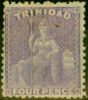 Collectible Postage Stamp from Trinidad 1863 4d Pale Mauve SG70a Fine Unused