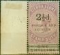 Old Postage Stamp from Sierra Leone 1897 2 1/2d on 1s Dull Lilac SG66b Type 13 5 Bars Fine MNH Regummed Scarce CV £1800