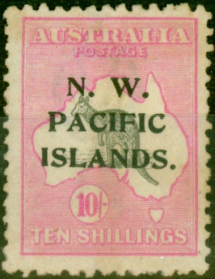 Old Postage Stamp from New Guinea 1919 10s Grey & Bright Pink SG117 Fine Unused