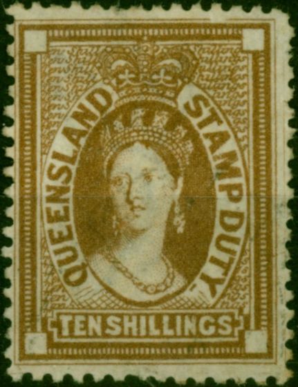 Queensland 1871 10s Brown SGF22 V.F Very Lightly Used . Queen Victoria (1840-1901) Used Stamps