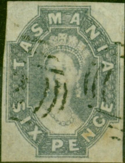 Rare Postage Stamp Tasmania 1863 6d Grey-Lilac SG46 Fine Used