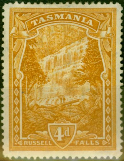 Old Postage Stamp from Tasmania 1900 4d Deep Orange-Buff SG234 Fine Mounted Mint (2)