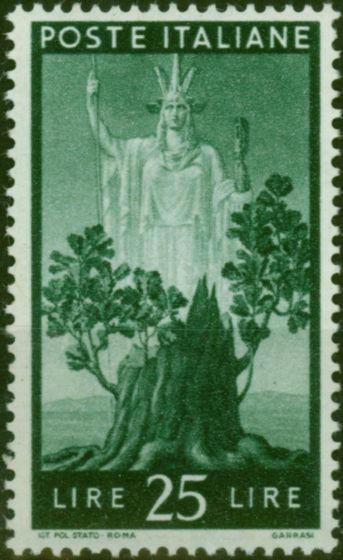 Italy 1945 25L Green SG666 Fine LMM  King George VI (1936-1952) Collectible Stamps
