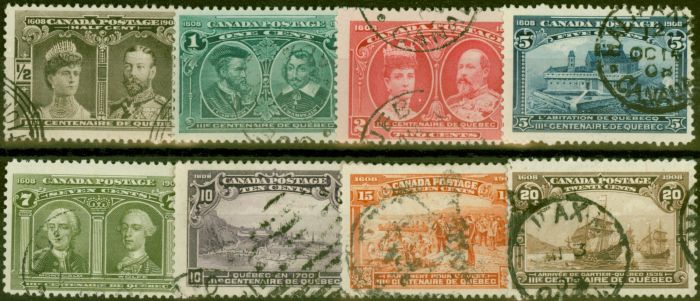 Rare Postage Stamp from Canada 1908 Quebec set of 8 SG188-195 Fine Used