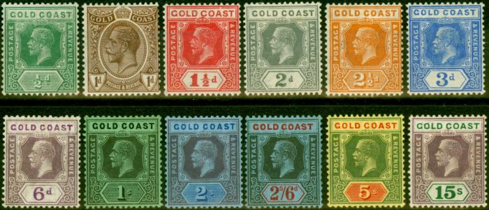 Valuable Postage Stamp from Gold Coast 1921-24 Set of 12 SG86-100a Fine & Fresh Mtd Mint