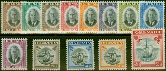 Old Postage Stamp Grenada 1951 Set of 13 SG172-184 Fine MNH