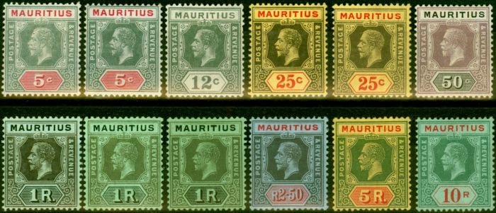 Rare Postage Stamp from Mauritius 1913-22 Extended Set of 12 SG196-204 Fine & Fresh Mtd Mint CV £285