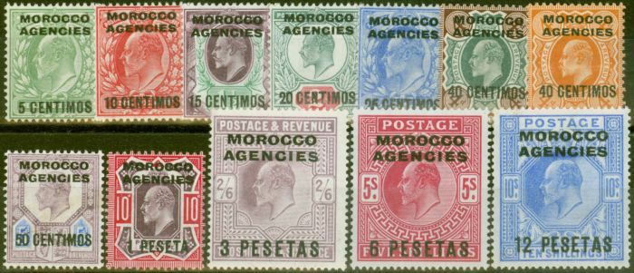 Collectible Postage Stamp from Morocco Agencies 1907-10 Spanish Currency set of 12 SG112-123 Fine Mtd Mint
