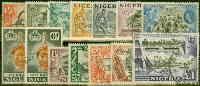 Rare Postage Stamp Nigeria 1953-54 Set of 14 SG69-80 Fine Used
