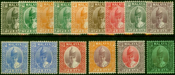 Perak 1938-39 Set of 15 to 50c SG103-118 Good to Fine MM King George VI (1936-1952) Valuable Stamps