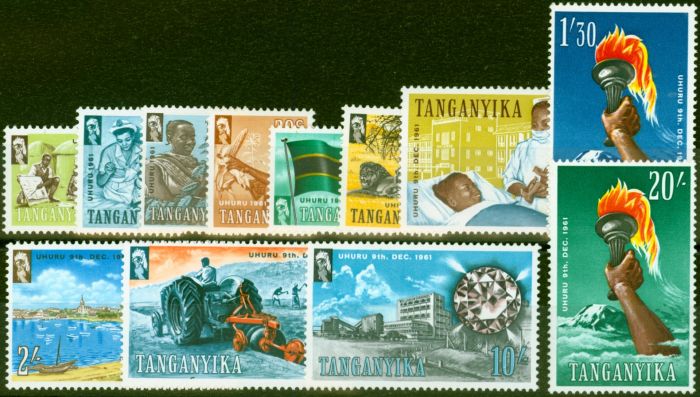 Old Postage Stamp from Tanganyika 1961 Set of 12 SG108-119 Very Fine MNH