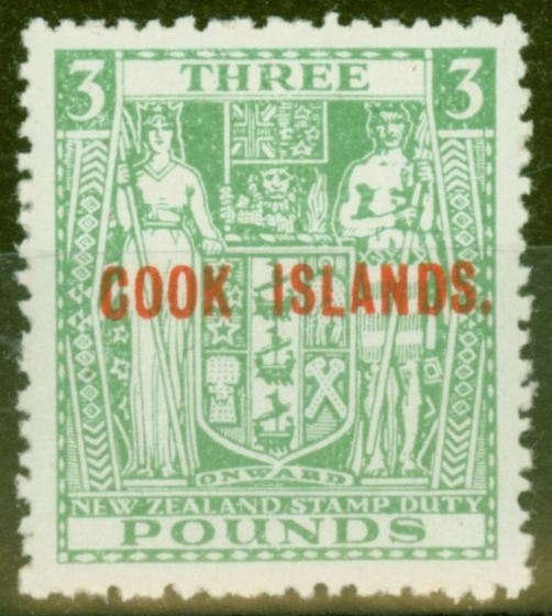 Collectible Postage Stamp from Cook Islands 1931 £3 Green SG98a V.F MNH Scarce