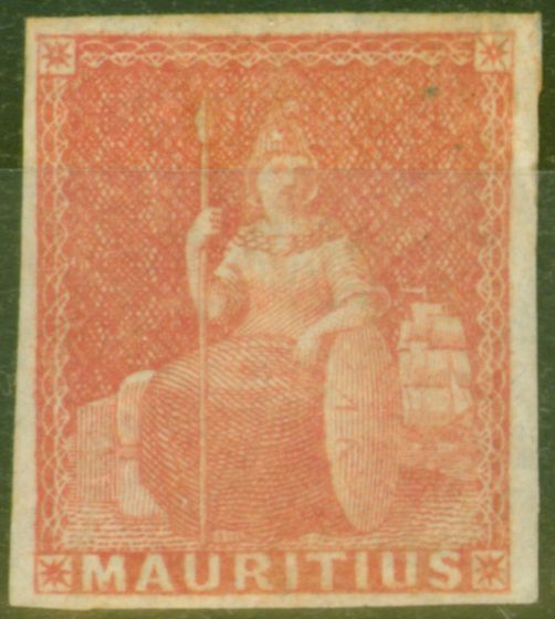 Rare Postage Stamp from Mauritius 1858 (6d) Vermilion SG28 Fine Mtd Mint