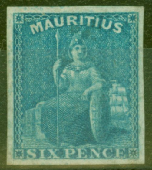 Rare Postage Stamp from Mauritius 1858 Blue SG32 V.F & Fresh Unused CV £800