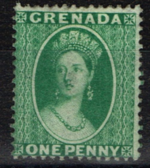 Old Postage Stamp from Grenada 1878 1d Green SG16 P.15 Fine Mtd Mint