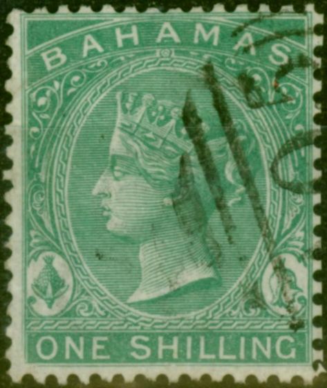 Valuable Postage Stamp from Bahamas 1880 1s Deep Green SG39 Very Fine Used