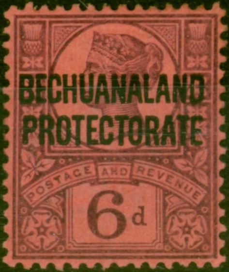 Old Postage Stamp Bechuanaland 1897 6d Purple-Rose-Red SG65 Fine MM
