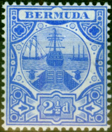 Rare Postage Stamp from Bermuda 1910 2 1-2d Blue SG41 V.F Very Lightly Mtd Mint