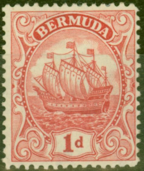 Rare Postage Stamp from Bermuda 1934 1d Carmine-Lake SG79a Type III Fine Mtd Mint