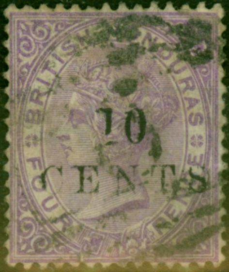 Valuable Postage Stamp British Honduras 1888 10c on 4d Mauve SG28 Good Used