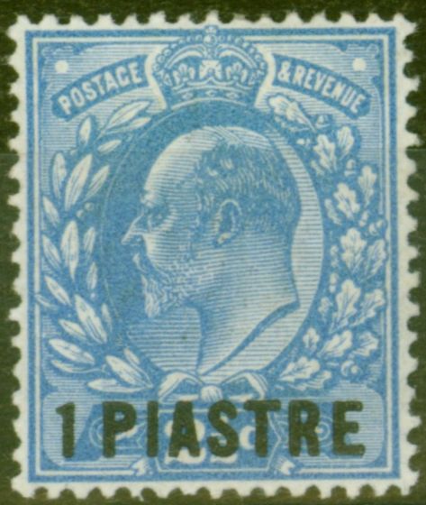 Valuable Postage Stamp from British Levant 1912 1pi on 2 1/2d Blue SG26a Fine Mtd Mint