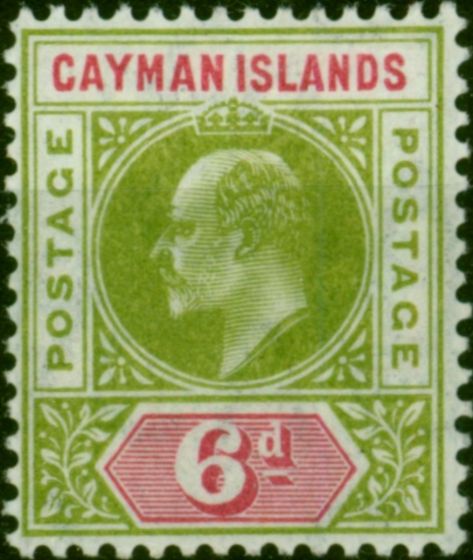 Cayman Islands 1907 6d Olive & Rose SG14 Fine MM . King Edward VII (1902-1910) Mint Stamps