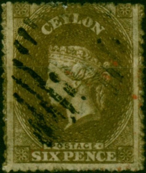 Ceylon 1861 6d Bistre-Brown SG23a Fine Used (2) Queen Victoria (1840-1901) Old Stamps