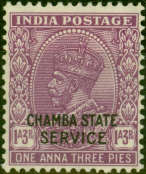 Rare Postage Stamp Chamba 1932 1a 3p Mauve SG052 Fine MM