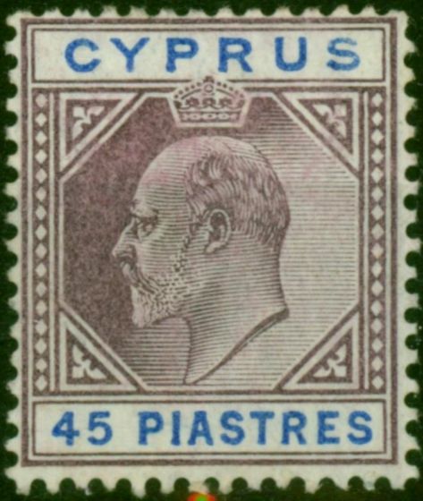 Cyprus 1903 45pi Dull Purple & Ultramarine SG59 Fine MM  King Edward VII (1902-1910) Rare Stamps