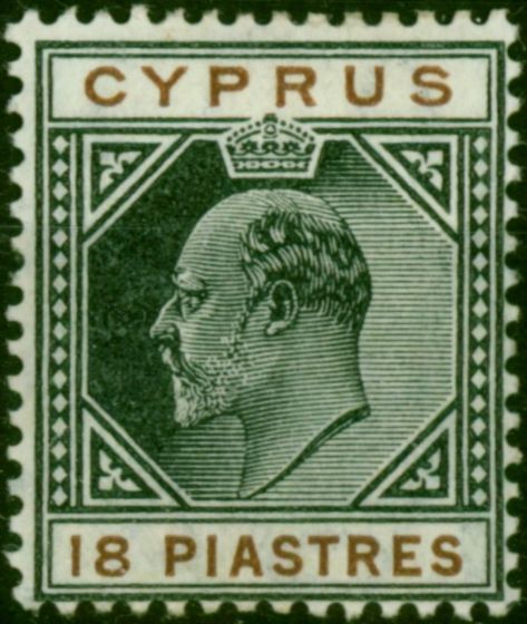 Cyprus 1904 18pi Black & Brown SG70 Fine & Fresh MM  King Edward VII (1902-1910) Rare Stamps