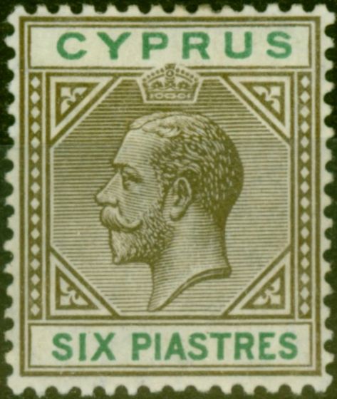 Collectible Postage Stamp Cyprus 1912 6pi Sepia & Green SG80 Fine MM
