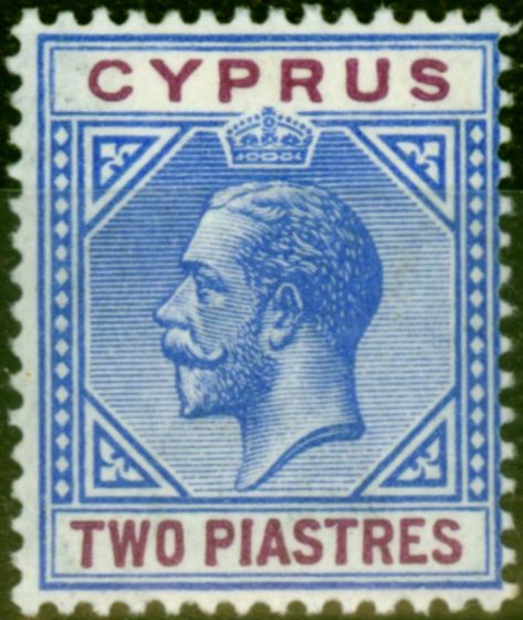 Valuable Postage Stamp from Cyprus 1913 2pi Blue & Purple SG78 Fine Mtd Mint