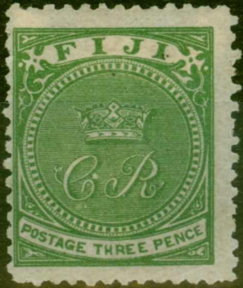 Rare Postage Stamp Fiji 1871 3d Pale Yellow-Green SG11 Good MM
