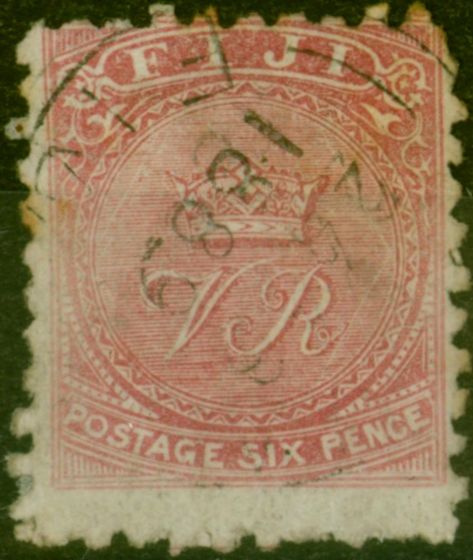 Old Postage Stamp Fiji 1885 6d Pale Rose SG45 Good Used