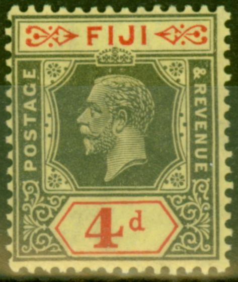 Collectible Postage Stamp from Fiji 1924 4d Black & Red-Yellow SG235 Very Fine Very Lightly Mtd Mint