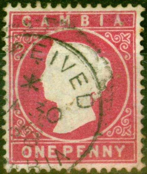 Rare Postage Stamp from Gambia 1887 1d Crimson SG23 Fine Used